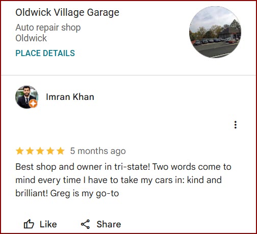 Review of Oldwick Village Garage By Imran Khan